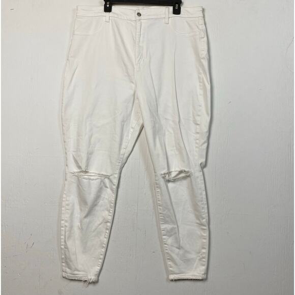 American Eagle Curvy Super Hi Rise White Distressed Jegging Size 20 - Picture 1 of 10